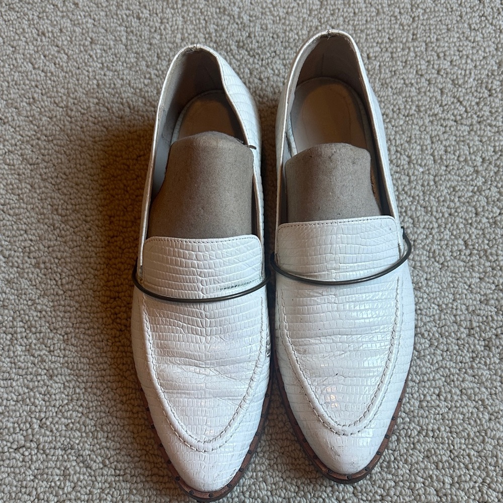 Freda Salvador White Textured Loafers